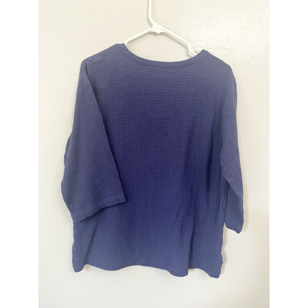 Soft Surroundings Blue 100% Cotton Gauze Beachy Oversized Araza Tunic Top Boxy - Picture 5 of 7